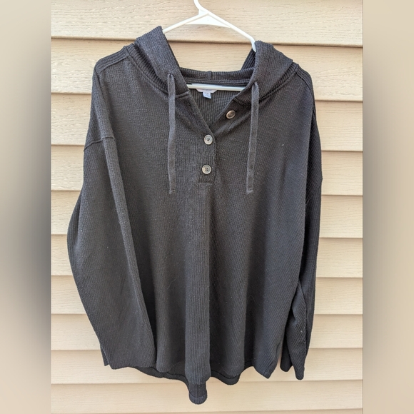 Time and Tru Black Ribbed Shirt - Picture 1 of 2